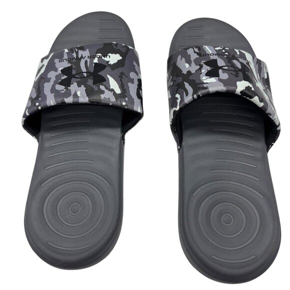 Under Armour Slide Sandals Black Gray Camouflage Men US 8 EU 41 Durable Comfort - Picture 4 of 5